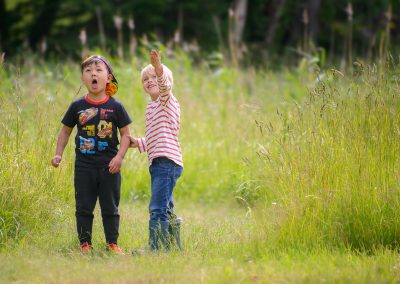 Amazed children during a midsummer in the Swedish archipelago